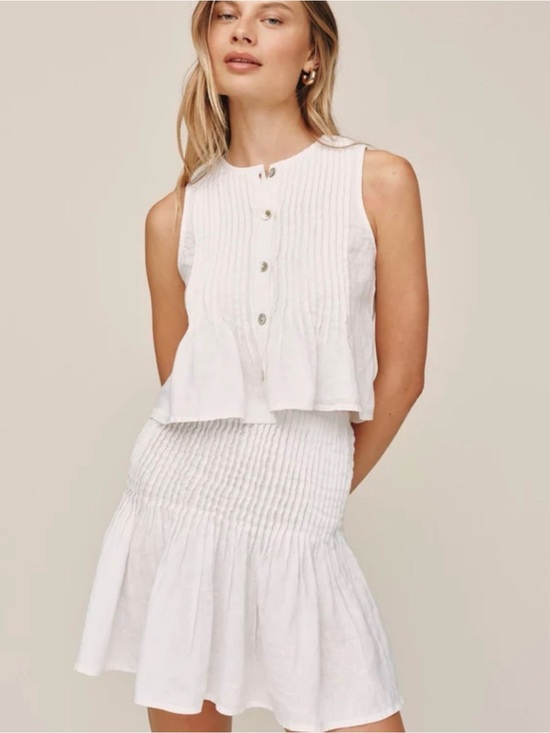 Bella Dahl Dresses & Skirts - Bella Dahl White Pintuck Ruffle Mini Skirt